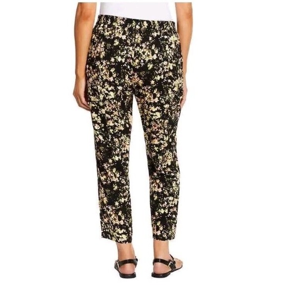 Jessica Simpson Womens Soft Floral Ankle Pants Elastic Waist Pockets Black Sz L - Picture 2 of 10